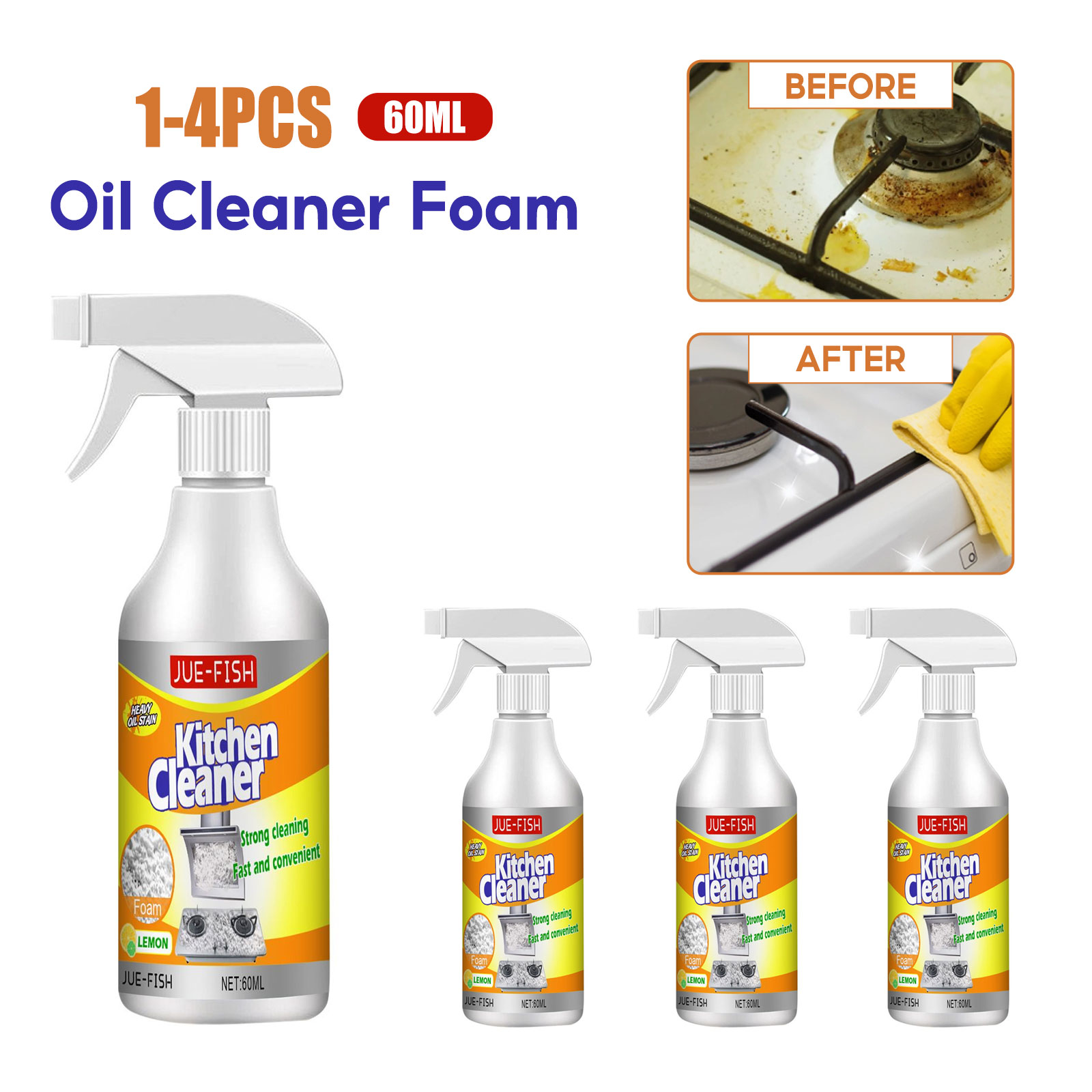 Commercial Kitchen Grease Cleaner - Oil Cleaner Bubble Spray Remover Grease