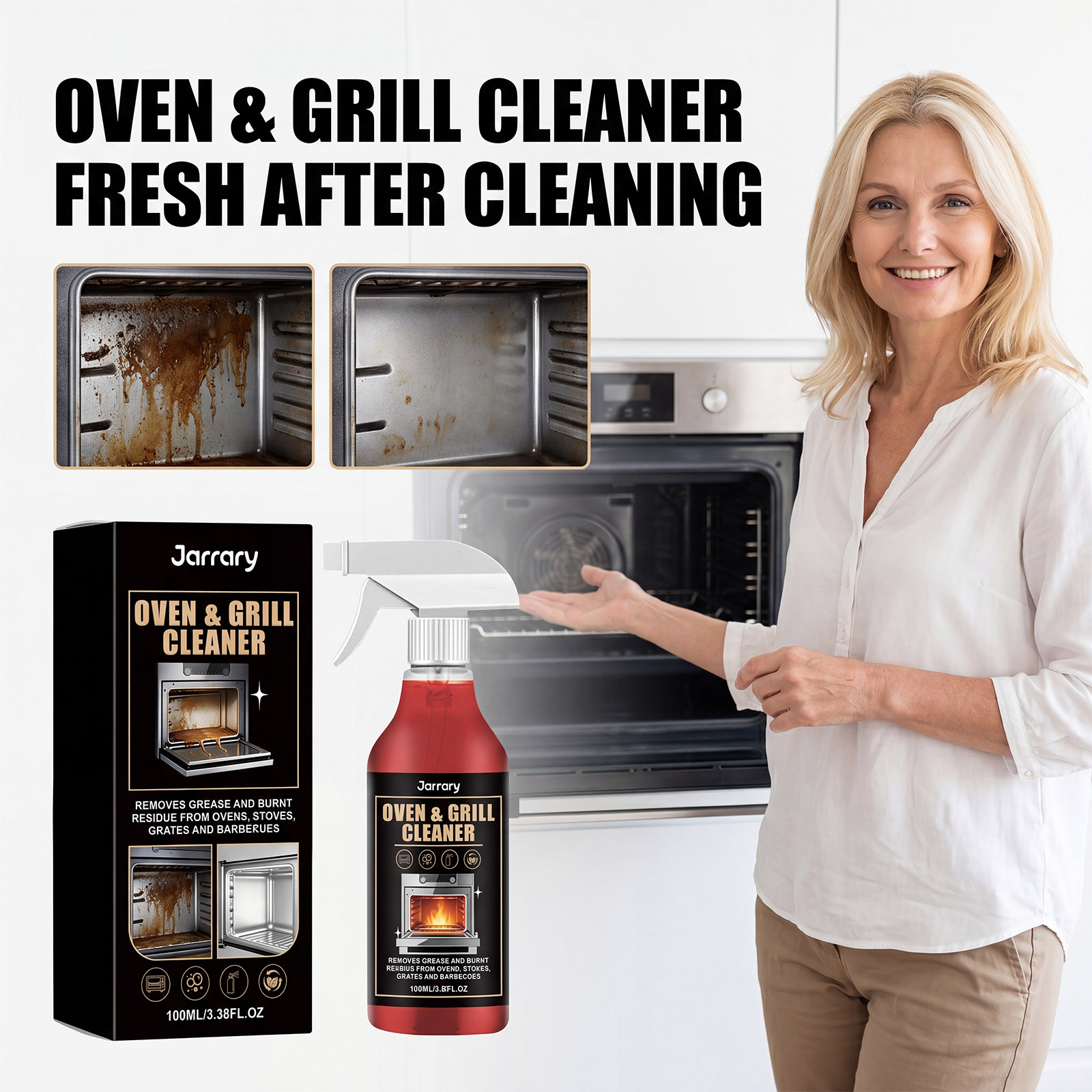 Commercial Kitchen Grease Cleaner - Oven Grill Degreaser Spray Heavy Duty