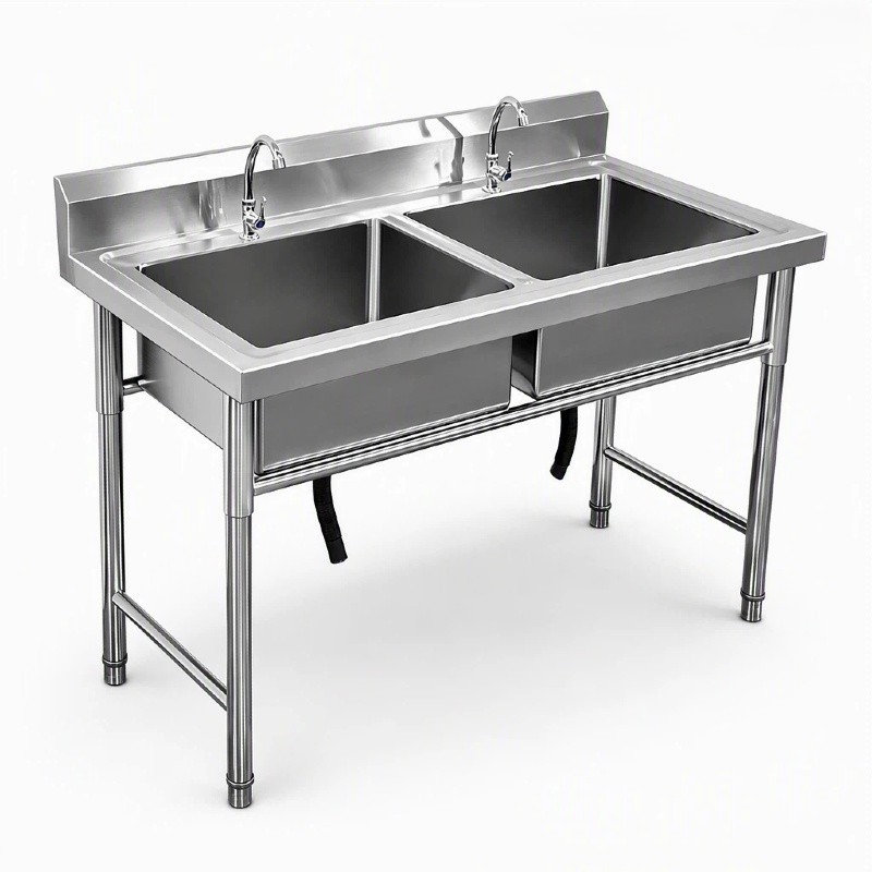 Commercial Kitchen Backsplash - Commercial Freestanding Double Bowl 304 Stainless
