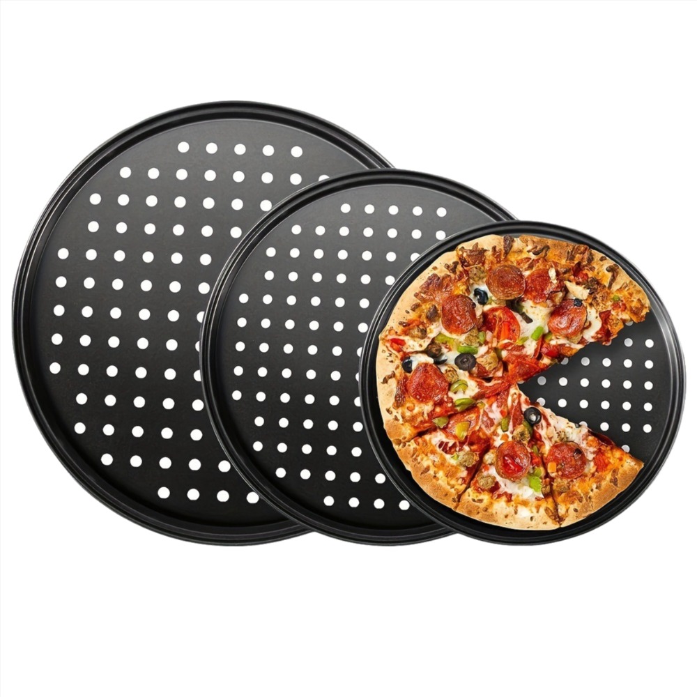 Pizza Conveyor Oven - Carbon Steel Perforated Pizza Pan Set