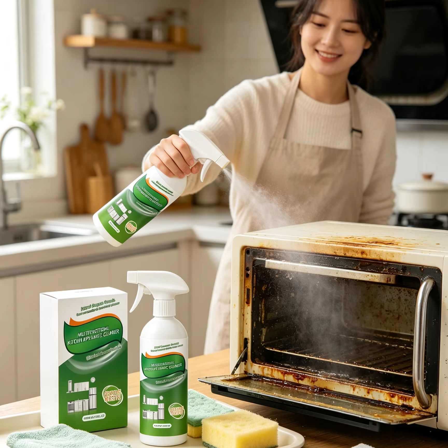 Commercial Kitchen Grease Cleaner - Multifunctional Kitchen Appliance Cleaner Odor Eliminator