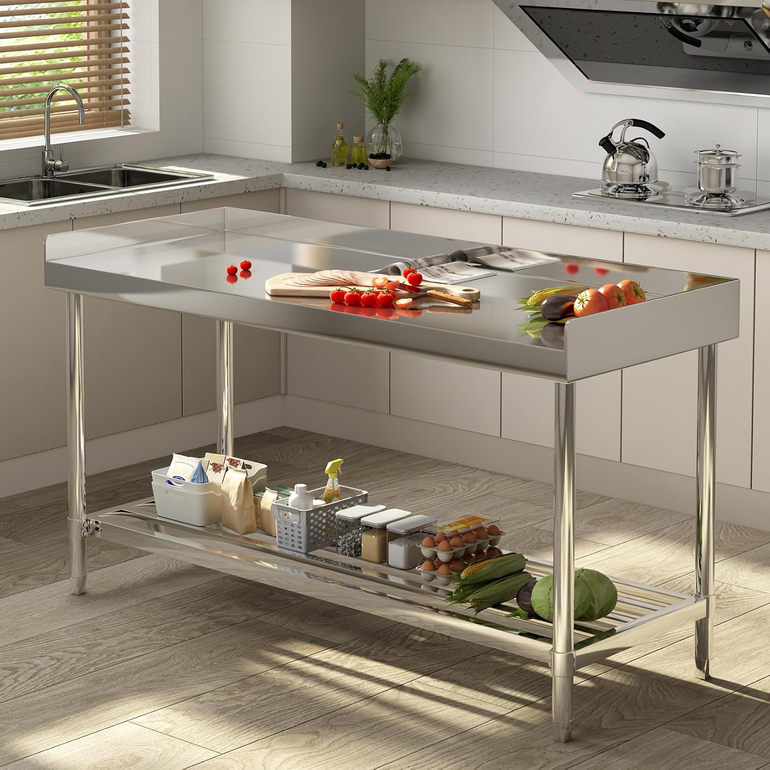 Commercial Kitchen Backsplash - Stainless Steel Work Table,24
