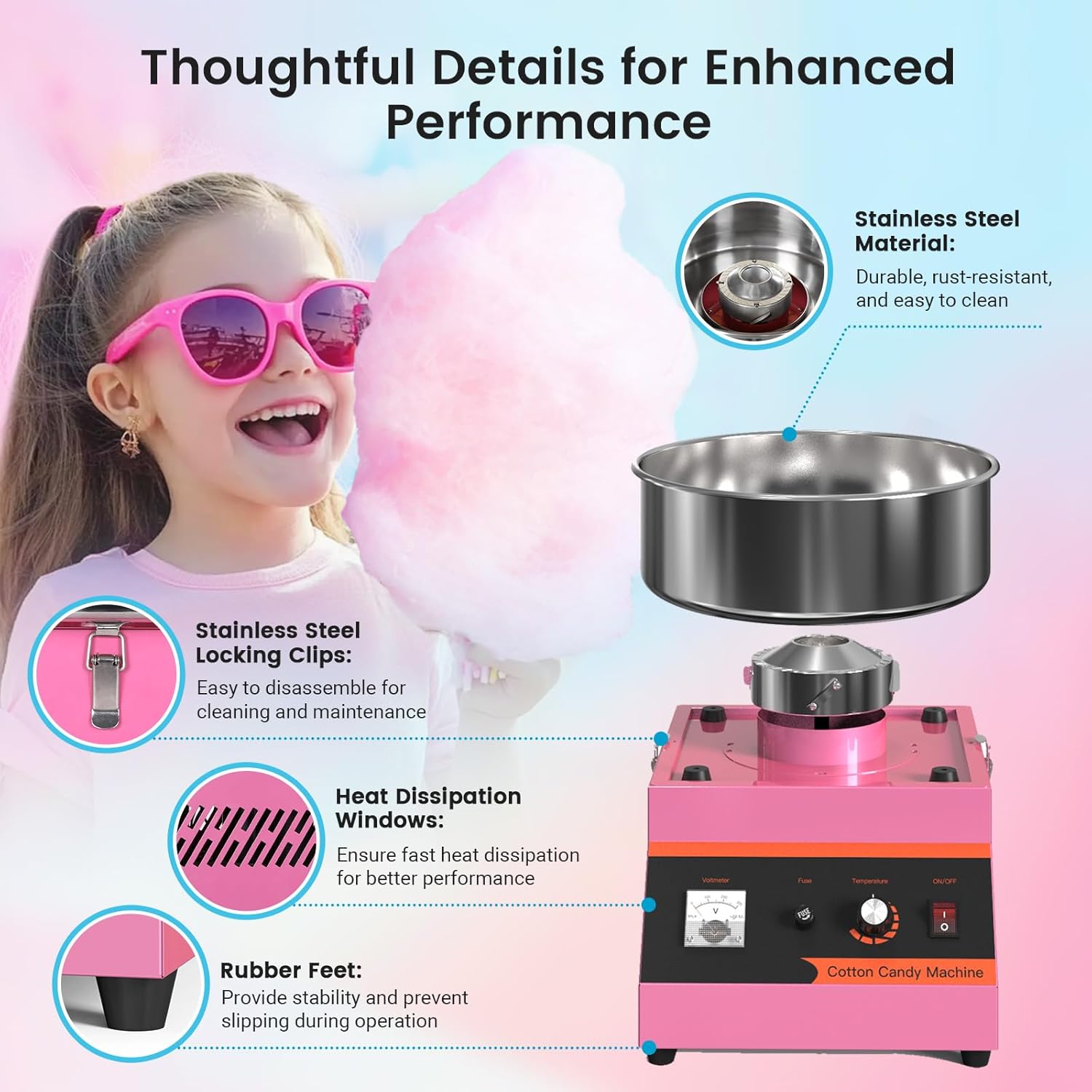 MHT2 Electric Cotton Candy Mac - Candy Floss Machine Commercial ulasan dan harga