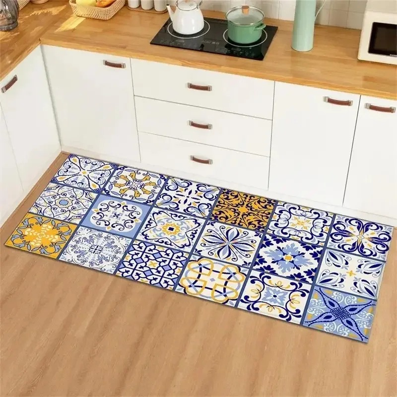 Blue Yellow Vintage Tile Colla - Commercial Kitchen Tile ulasan dan harga