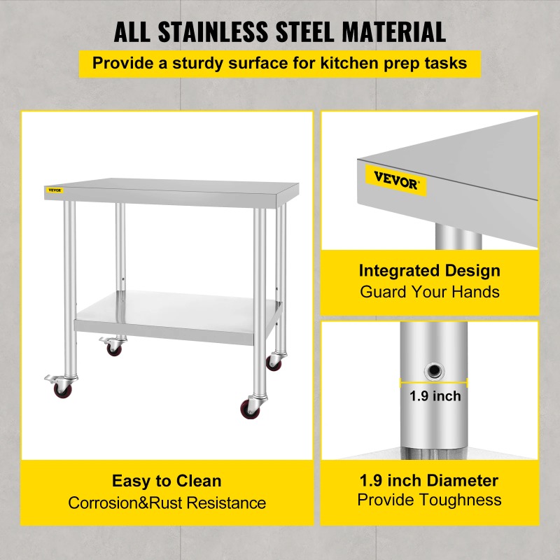 Stainless Steel Kitchen Prep T - Commercial Kitchen Backsplash ulasan dan harga