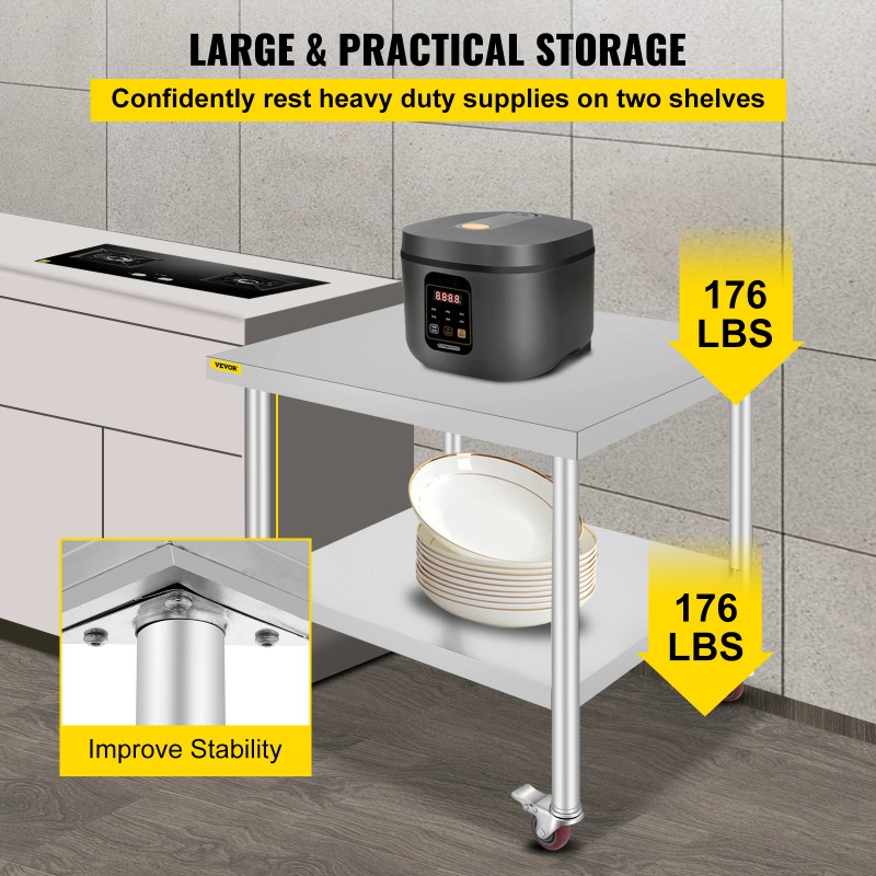 Stainless Steel Kitchen Prep T - Commercial Kitchen Backsplash ulasan dan harga