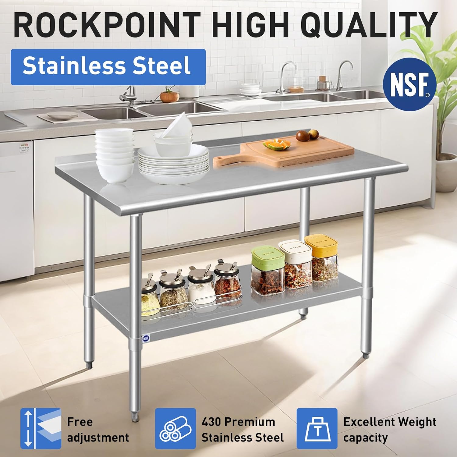 Stainless Steel Table for Prep - Commercial Kitchen Backsplash ulasan dan harga
