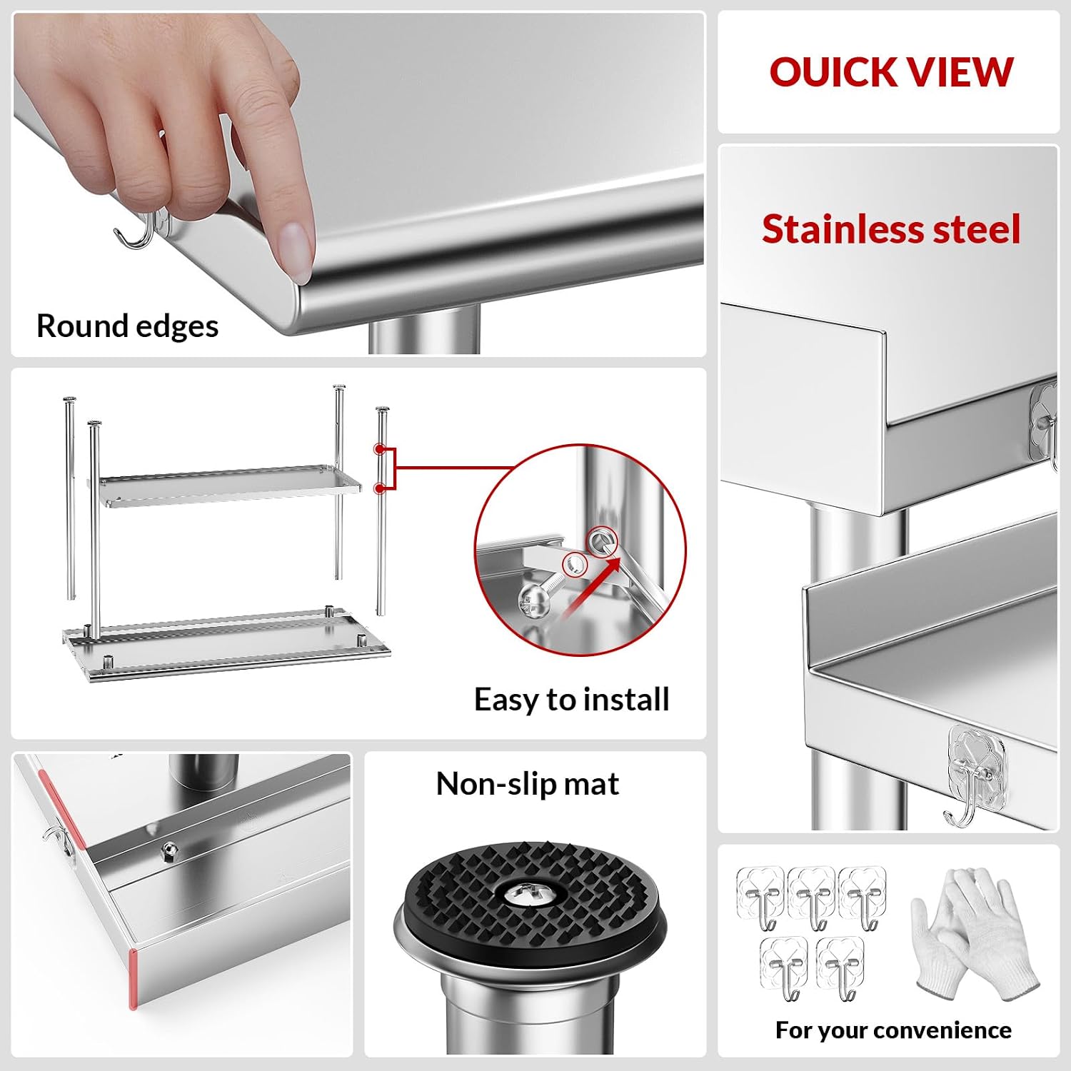 Stainless Steel Food Prep Tabl - Commercial Kitchen Backsplash ulasan dan harga