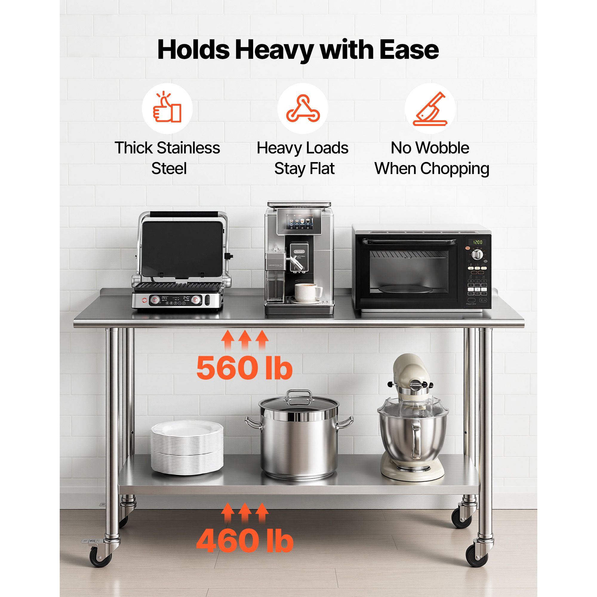 Stainless Steel Work Table, 24 - Commercial Kitchen Backsplash ulasan dan harga